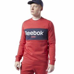 Bluza Męskie Reebok Training Essentials Linear Logo Czerwone PL 24ZVNLF